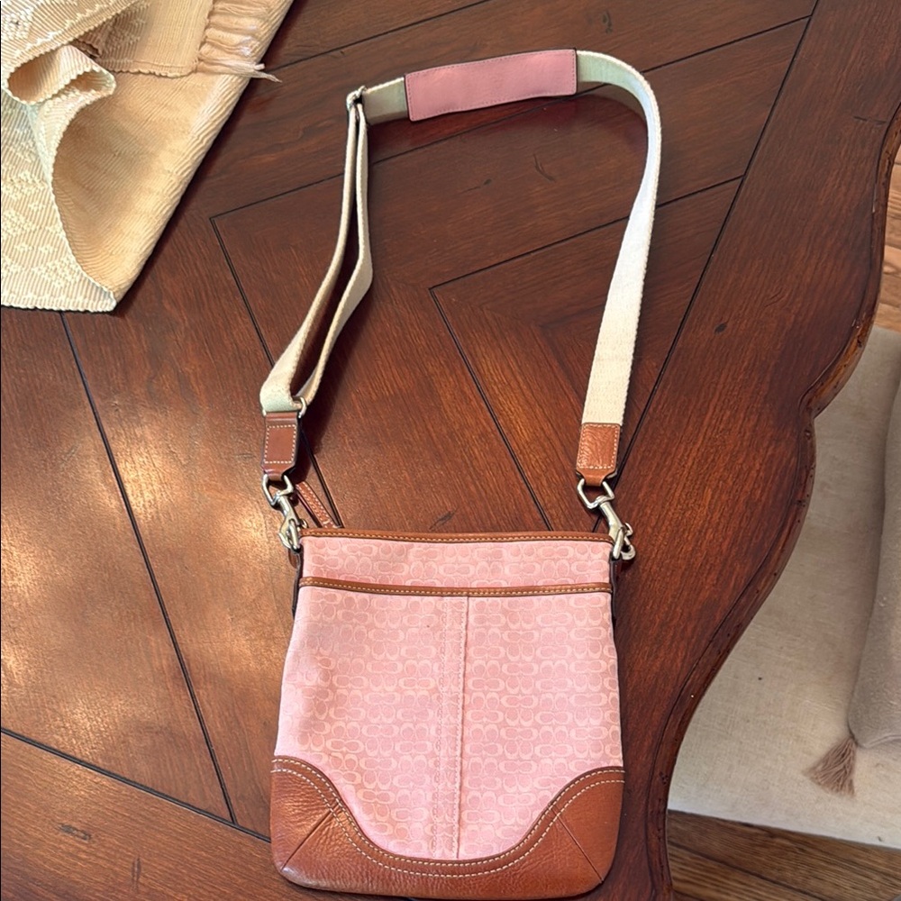 Coach Pink and Tan Crossbody Bag